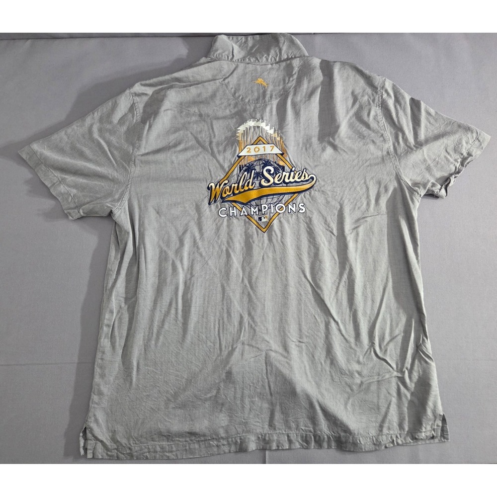 Tommy Bahama Astros Shirt Mens 2 Extra Large Gray '17 Champions Embroidered Silk